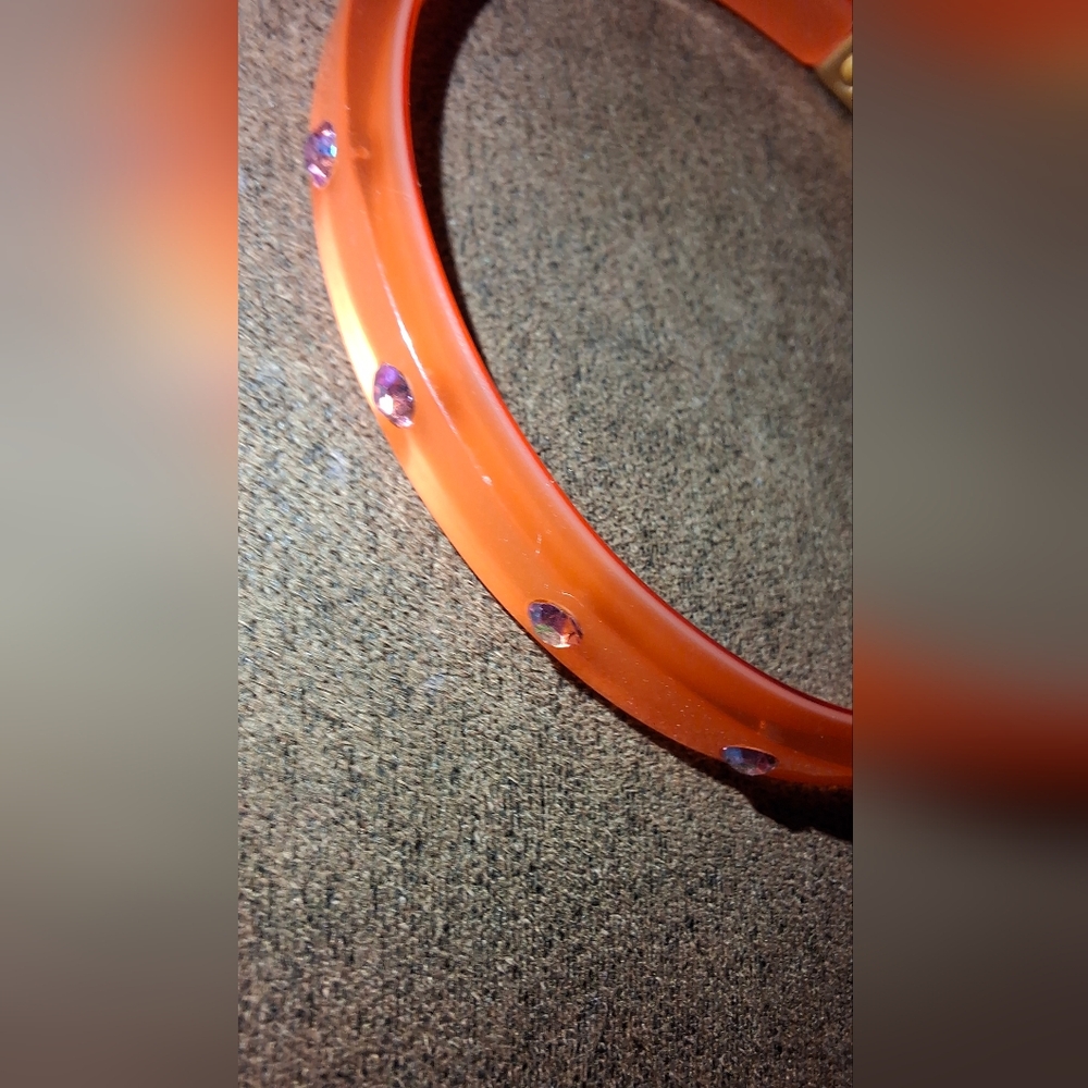 J Crew Lucite & Rhinestone Designer Bangle Stackable Bracelet - Picture 6 of 9